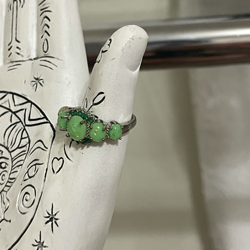 Vintage  Silver plated Fire Opal size 8 ring